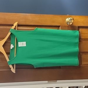 Kelly green boat neck cotton sleeveless top